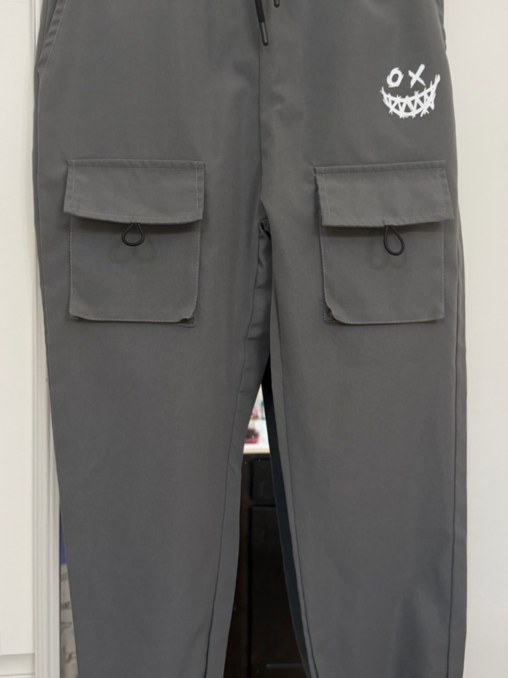 Kids Cargo Pants with Graphic - Gray